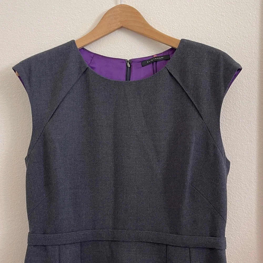 Elie Tahari Jamie Wool Sheath Dress Gray Size 14 Career Work Office NEW